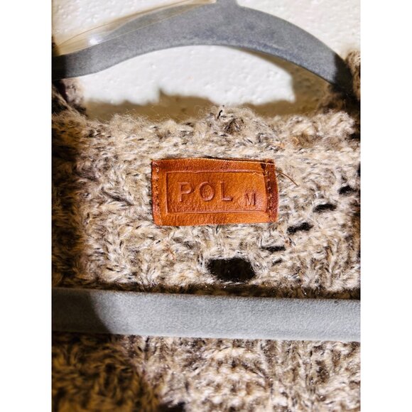 Pol M Cozy Cable Knit Hooded Long Cardigan Duster With Elbow Patches - Picture 6 of 10